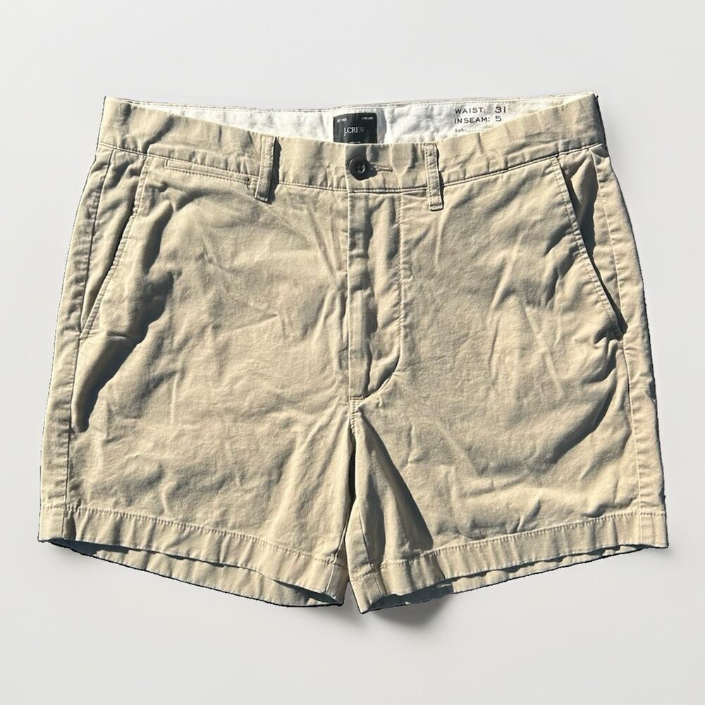 J.Crew Classic Khaki Broken-In Chino Shorts 5" Inseam Size 31 Flat Front Cotton